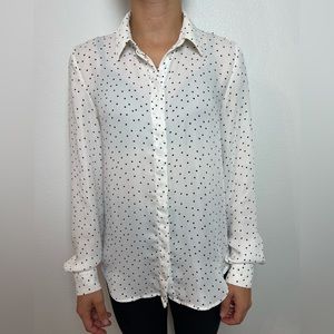0 Black and White Polka Dot Button Up Dress Shirt